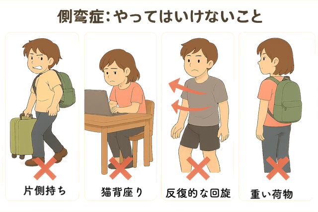 側わん症の日常で避けたいこと