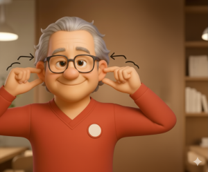 眼精疲労の解消には耳を引っ張る