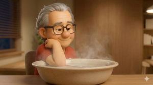 肩こりには肘を温める